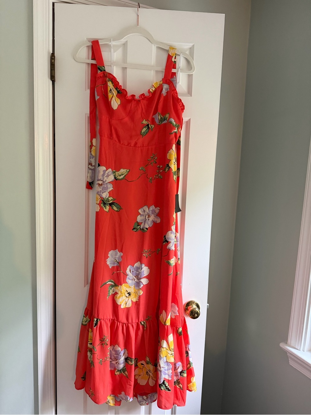 Lulu’s Floral Tie-Shoulder Midi Dress - Picture 6 of 7